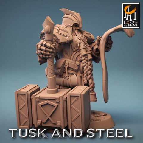 Dwarf Fighter Paladin with Battle Hammer Unpainted | 28mm, 32mm,54mm,75mm,100mm Scales | Dungeons and Dragons Pathfinder Lord of The Print