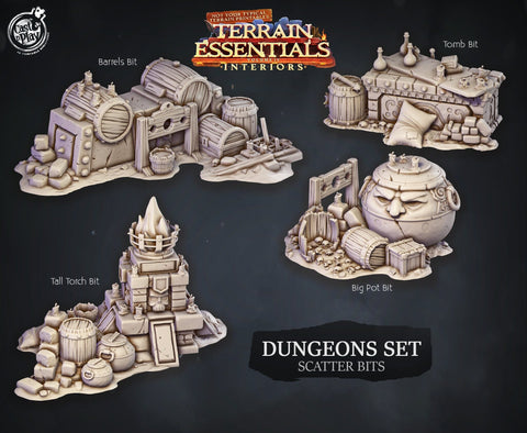 Dungeon Set Scatter Bits Props Terrain | Solid Resin 28mm, 32mm| Dungeons & Dragons 5e Miniature | Pathfinder RPG Tabletop DnD|
