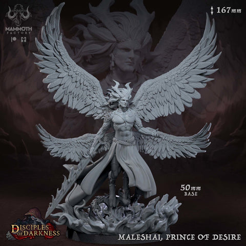 Maleshai Demon Fallen Angel|28mm, 32 mm,54mm,75mm Scale | Resin Miniature | Dungeons and Dragons |Pathfinder D&D 5e | Mammoth Factory