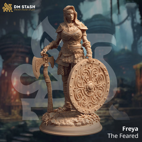 Female Fighter Ranger Shield Maiden | Miniature | 28mm, 32mm, 75mm, 100mm Scales | Pathfinder Figure | DnD | Figurine unpainted | DM Stash