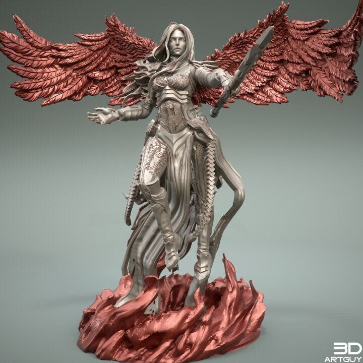 Female Valkyrie Angel Celestial Paladin of Vengeance PC or NPC | 28mm, 32mm Scales also 50mm and 100mm | Dungeons and Dragons | Pathfinder |