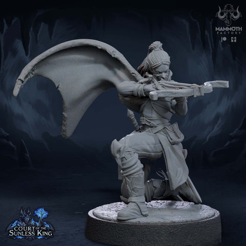 Female Elf Gloom Stalker Ranger Crossbow Expert Unpainted | 28mm,32mm,54mm,75mm,100mm Scale |Resin Dungeons & Dragons |Mammoth Factory