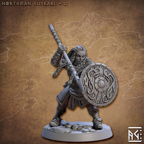 Female Ranger Fight Spear Shield | 28mm, 32mm, 54mm,75mm,100mm Scale Resin Miniature Dungeons and Dragons D&D Pathfinder | Artisan Guild