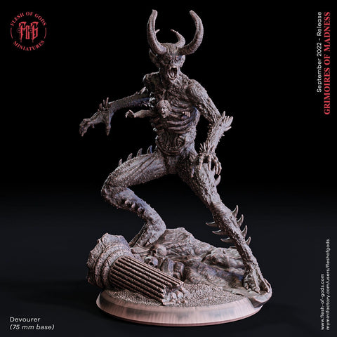 Demon, Fiend, Devil, Devourer | 28mm, 32mm, 54mm,75mm,100mm Scale Resin Miniature | Dungeons and Dragons D&D 5e Pathfinder | Flesh of Gods