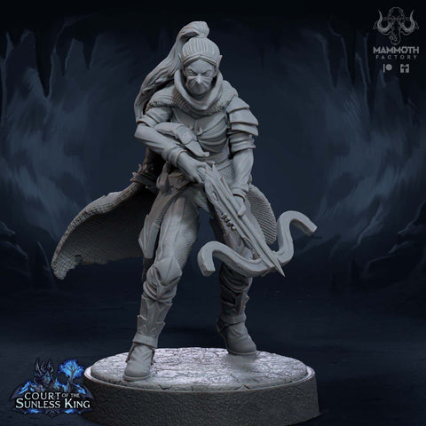 Female Elf Gloom Stalker Ranger Assassin Rogue Unpainted | 28mm,32mm,54mm,75mm,100mm Scale | Resin Dungeons and Dragons | Mammoth Factory