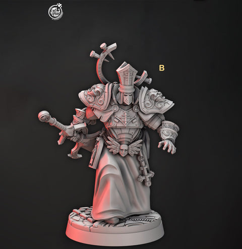 Cleric Inquisitor Knight Templar Unpainted Miniature | 28mm, 32mm,54mm,75mm,100mm Scales |Dungeons and Dragons Pathfinder |Lord of The Print