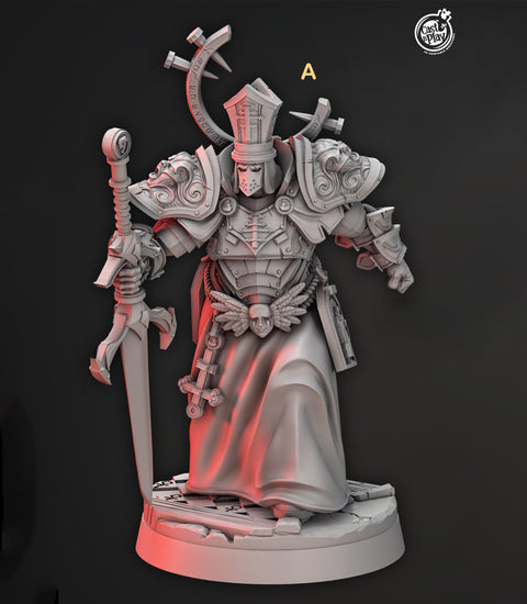 Cleric Inquisitor Knight Templar Unpainted Miniature | 28mm, 32mm,54mm,75mm,100mm Scales |Dungeons and Dragons Pathfinder |Lord of The Print