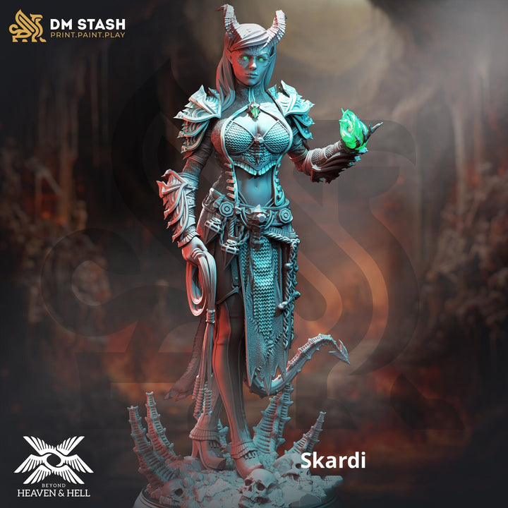Female Tiefling Sorcerer Warlock Arcane Trickster Miniature | 28mm, 32mm,54mm,75mm, 100mm Scales | Dungeons and Dragons 5E | DM Stash