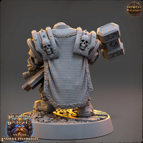 Dwarf Duergar Fighter Hammer | D&D| 28mm,32mm,54mm, 75mm, 100mm Scale | Pathfinder Mini for Painting | Daybreak Miniatures