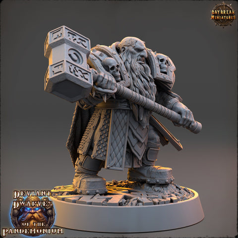 Dwarf Duergar Fighter Hammer | D&D| 28mm,32mm,54mm, 75mm, 100mm Scale | Pathfinder Mini for Painting | Daybreak Miniatures