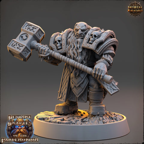 Dwarf Duergar Fighter Hammer | D&D| 28mm,32mm,54mm, 75mm, 100mm Scale | Pathfinder Mini for Painting | Daybreak Miniatures