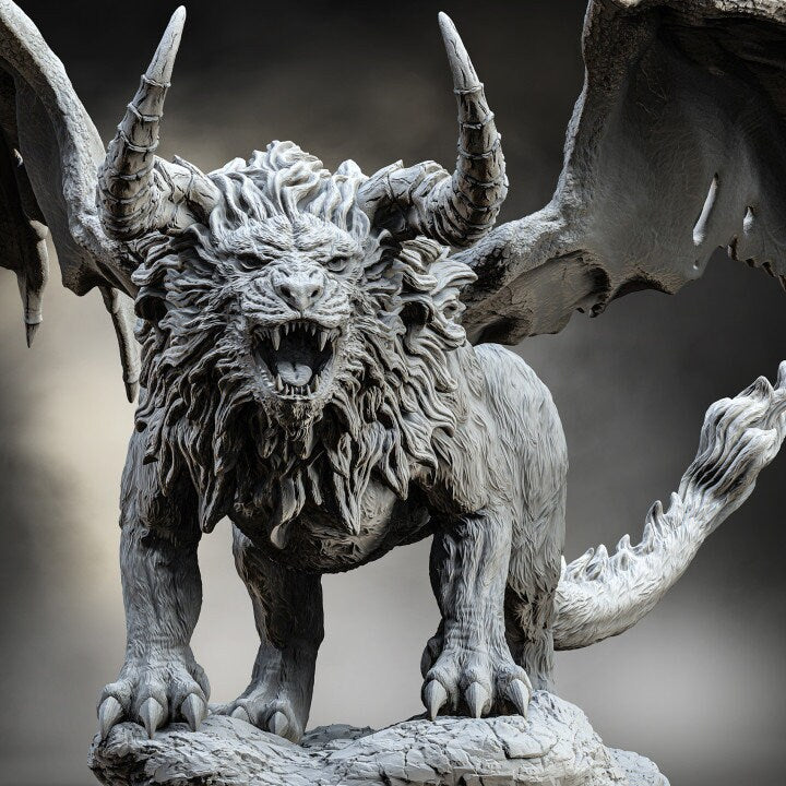 Manticore (4 sizes available) Miniature | 28mm ,32mm, 54mm, 75mm Scale | Pathfinder Figure | DnD 5E | Figurine unpainted |