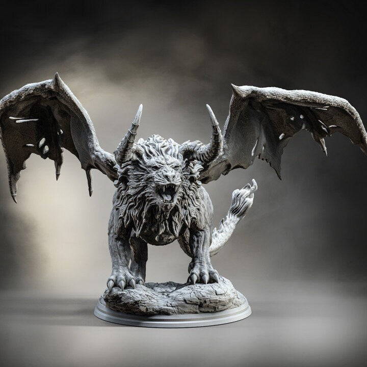 Manticore (4 sizes available) Miniature | 28mm ,32mm, 54mm, 75mm Scale | Pathfinder Figure | DnD 5E | Figurine unpainted |
