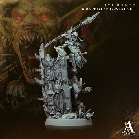Goblin Pair with Tower Shield | Dungeons and Dragons | 28mm,32mm,54mm,75mm,100mm Scales | Pathfinder Mini for Painting | Archvillain Games