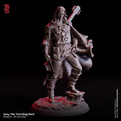 Human Bard Rogue PC NPC| Unpainted Resin miniature |28mm,32mm,54mm,75mm,100mm Scale| Figurine mini -D&D 5e | Flesh of Gods