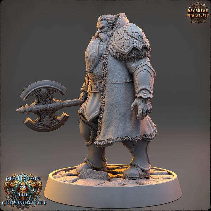 Human Fighter, Cleric with Battle Axe | 28mm, 32mm, 54mm, 75mm, 100mm Scales | Dungeons and Dragons | Pathfinder | Daybreak Miniatures