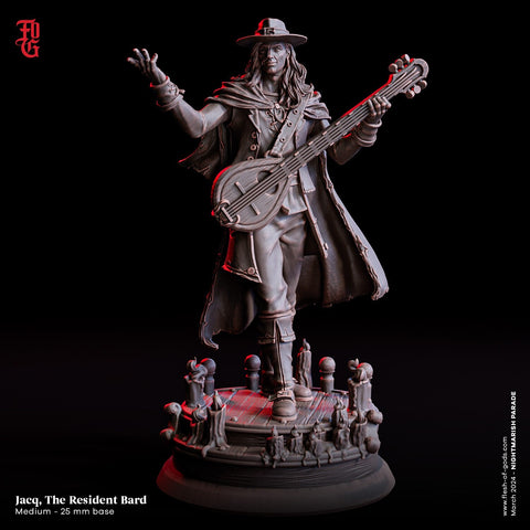 Human Bard Rogue PC NPC| Unpainted Resin miniature |28mm,32mm,54mm,75mm,100mm Scale| Figurine mini -D&D 5e | Flesh of Gods