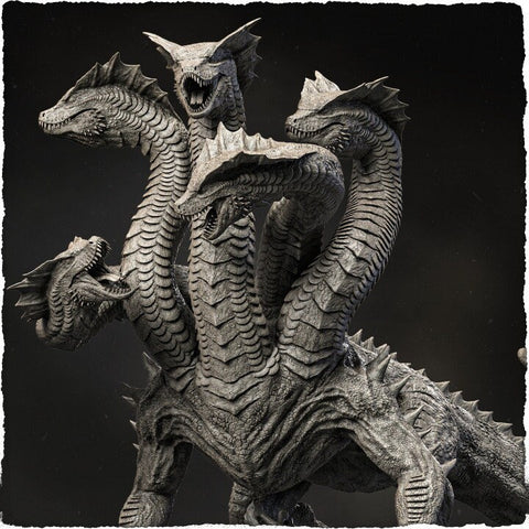 HYDRA 5 heads (2 sizes 28mm, 32mm Scale) D&D Miniature | 140mm High, 200mm Long, | Resin Hydra Statue Figurine | Dungeons and Dragons 5e